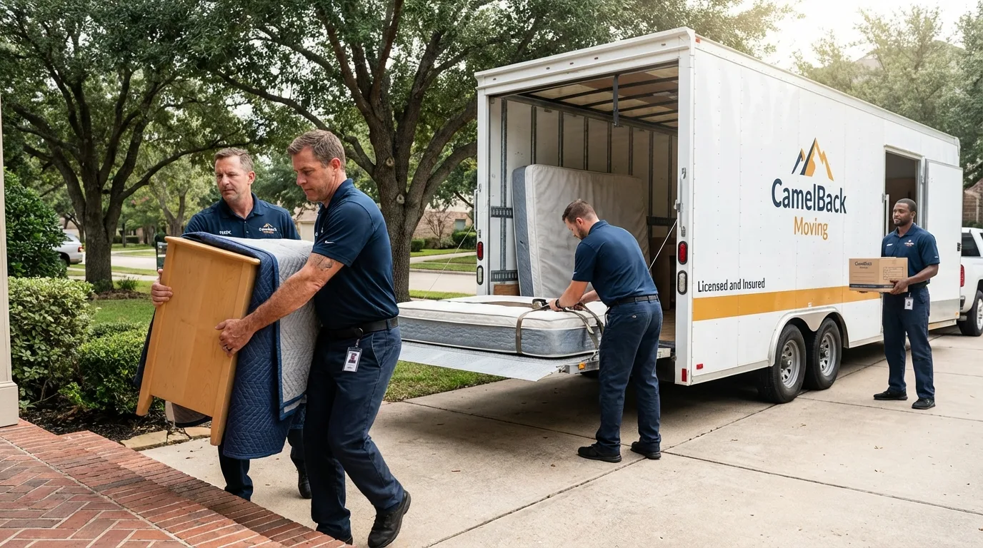 Crew loading residential truck for cross-state move from Paradise, PA
