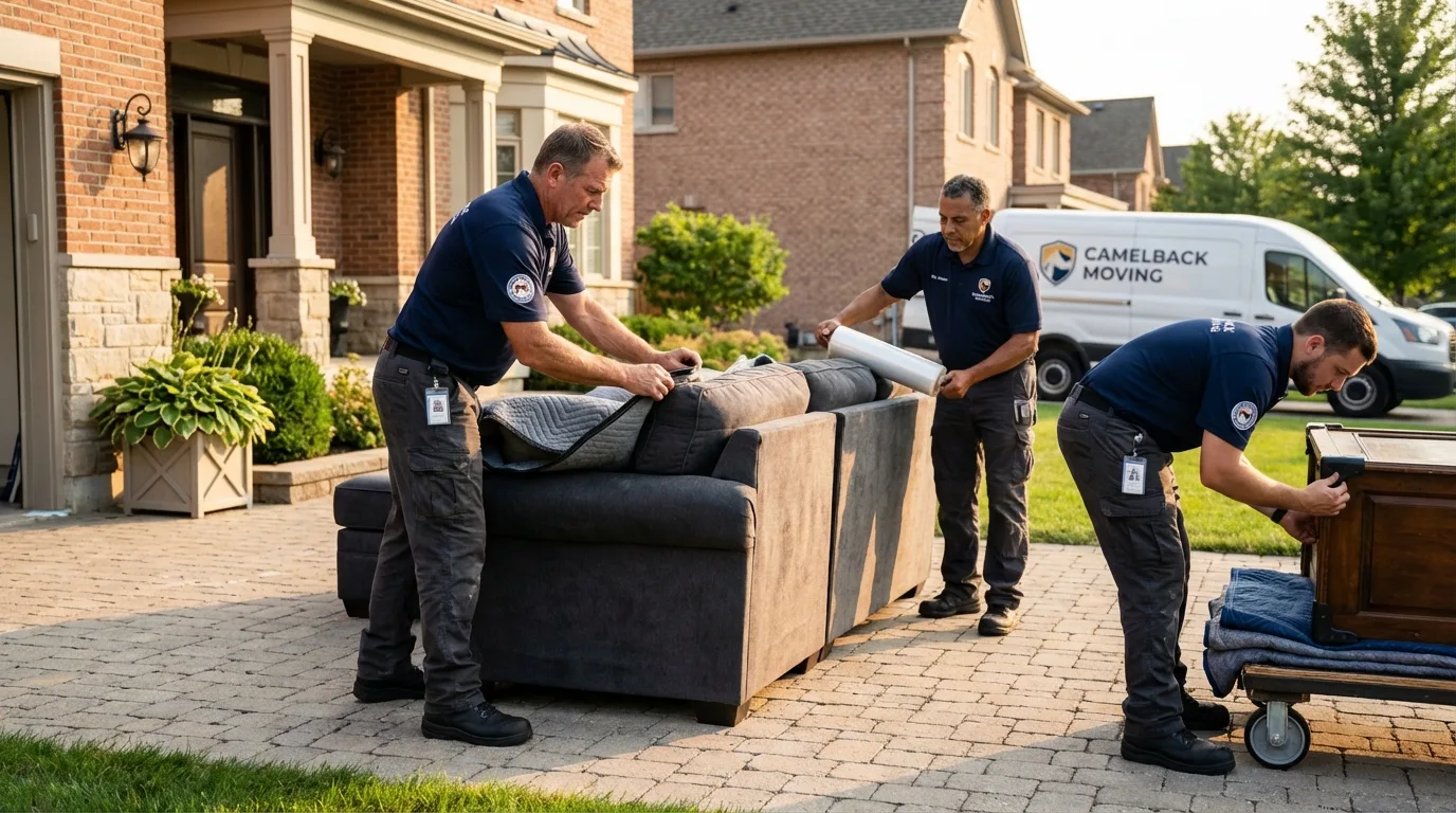 Large estate moving crew wrapping furniture in Paradise, PA